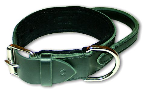 Lederhalsband mit Filz und Handschlaufe