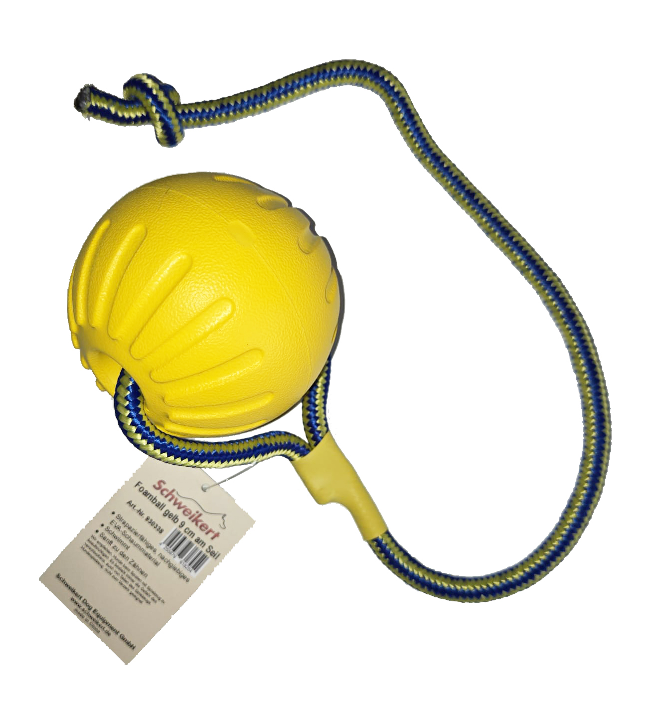 Foam Ball 9 cm gelb am Seil
