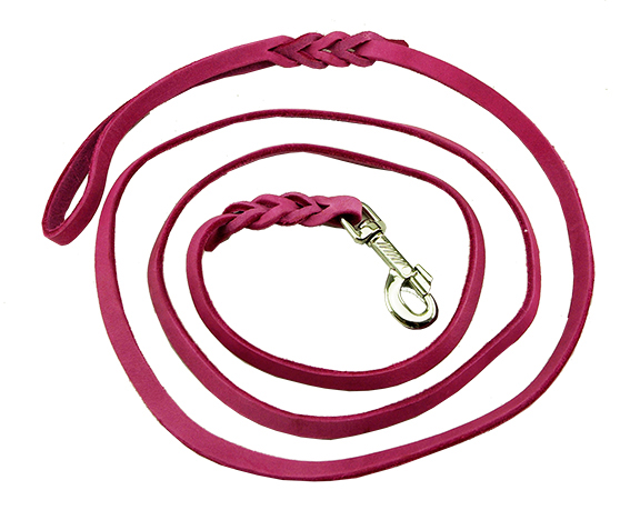 Leine, Fettleder pink, 100 cm