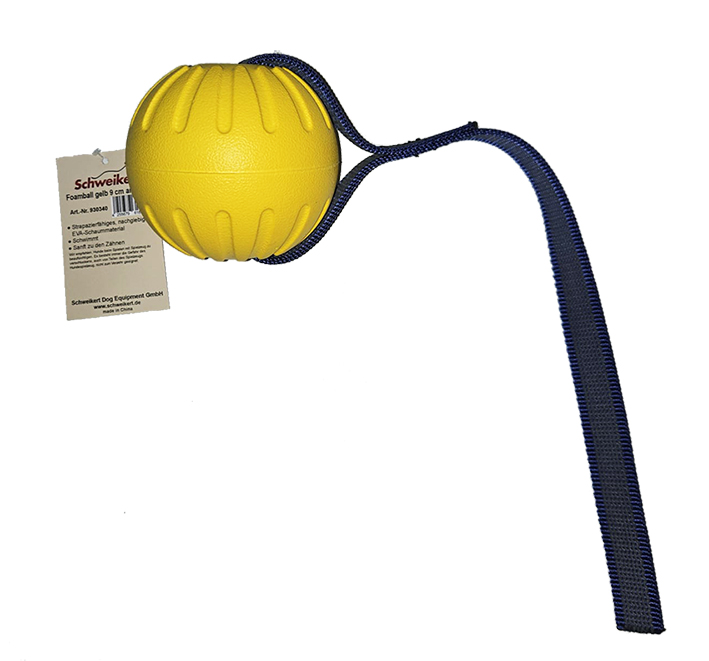 Foam Ball 9 cm gelb am Band