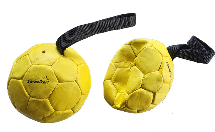 Lederball mit Schlaufe, gelb 14cm, Air