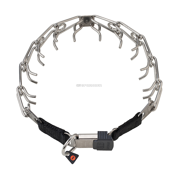 Dressurkette Edelstahl 2,25mm mit Gurt u.Schnellv.