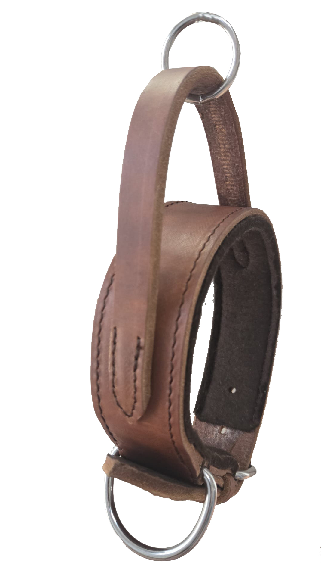 Lederhalsband mit Filz und Handschlaufe 55cm braun