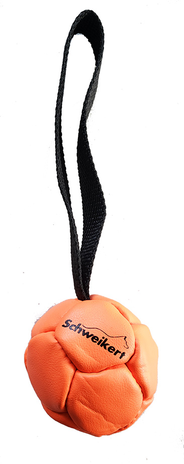 Lederball mit Schlaufe, orange 8cm, Silicon