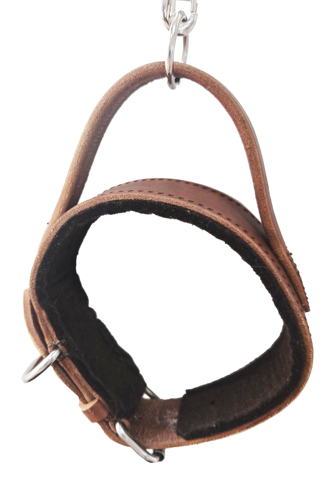 Lederhalsband mit Filz und Handschlaufe 55cm braun